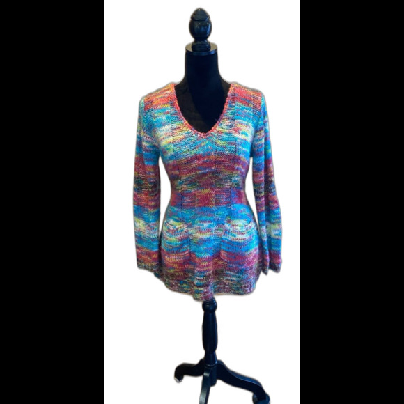 Bobbie Brooks Women’s Sweater  Size Medium Rainbow Colors Fuzzy Soft Knit - Picture 1 of 10